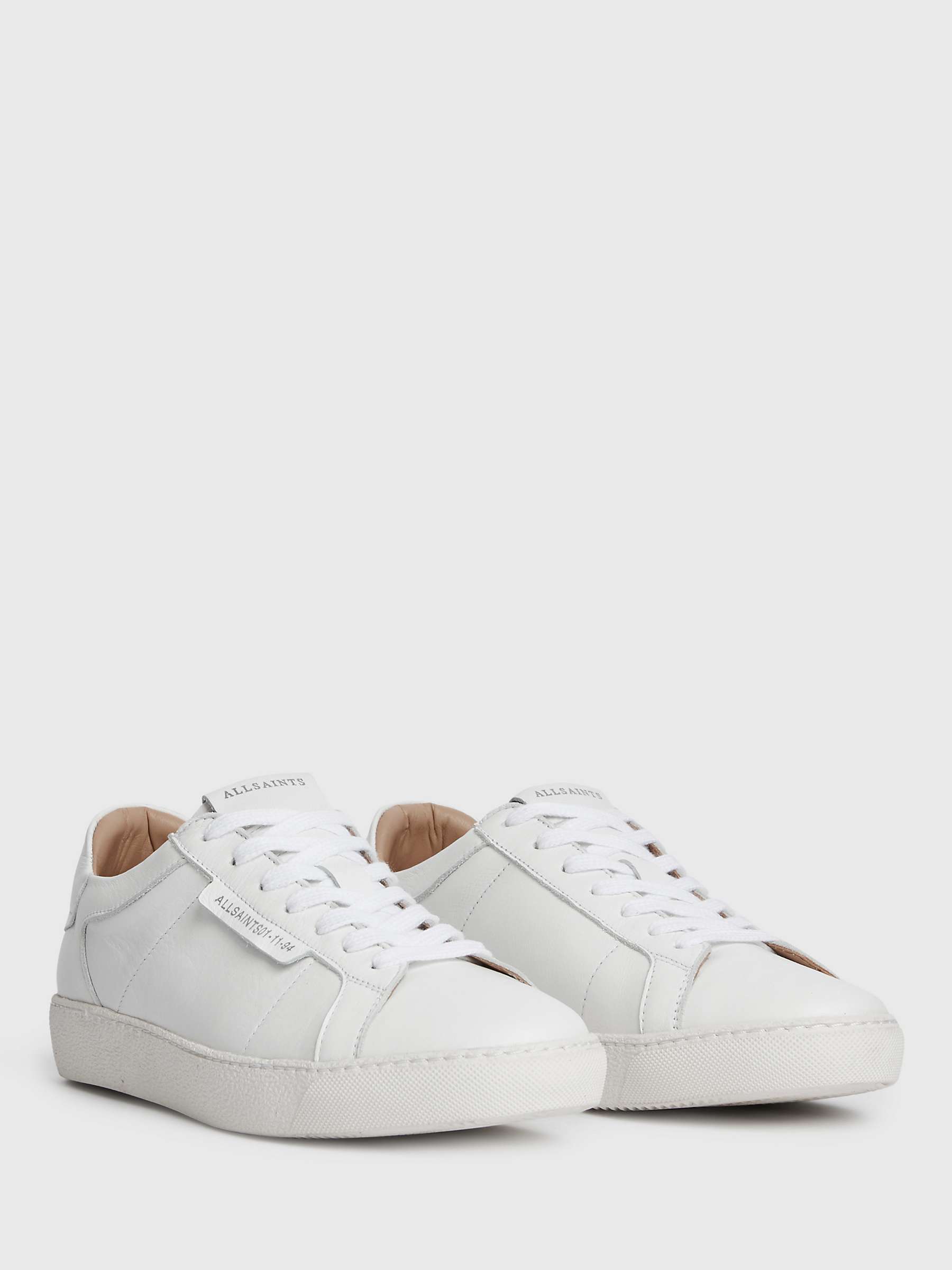 Buy AllSaints Sheer Low Leather Trainers, White Online at johnlewis.com