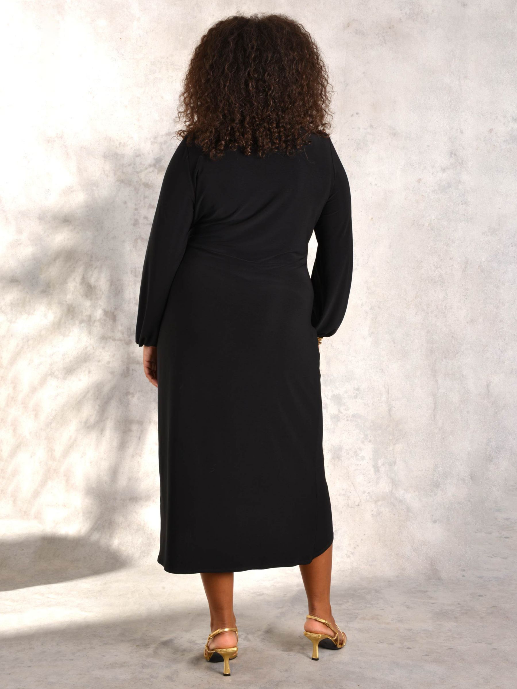 Live Unlimited Curve Jersey Wrap Midi Dress, Black at John Lewis & Partners