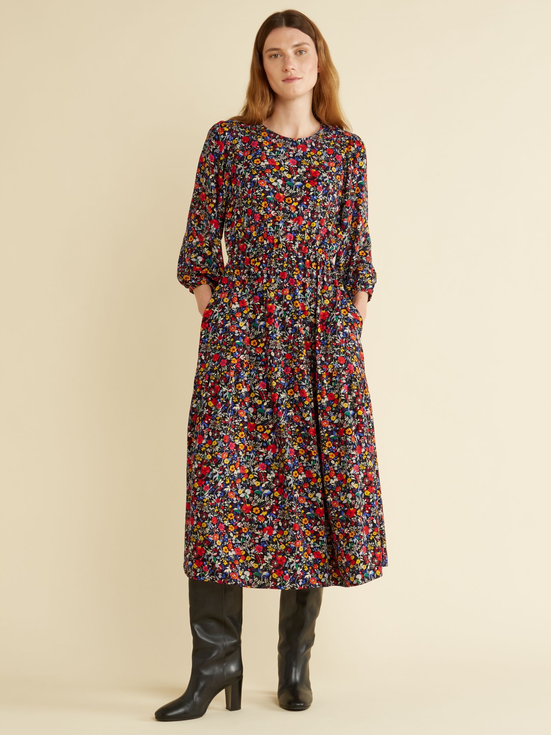 Albaray Isabella Floral Print Midi Dress, Multi at John Lewis & Partners