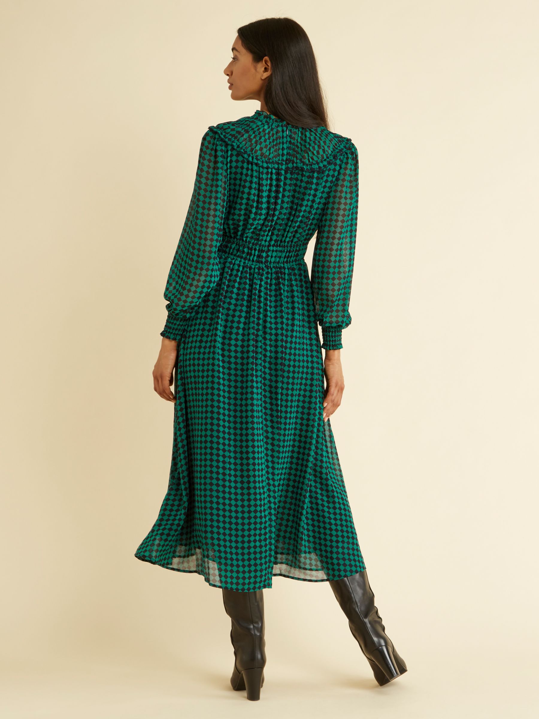 Albaray Harlequin Print Midi Dress, Green/Black at John Lewis & Partners