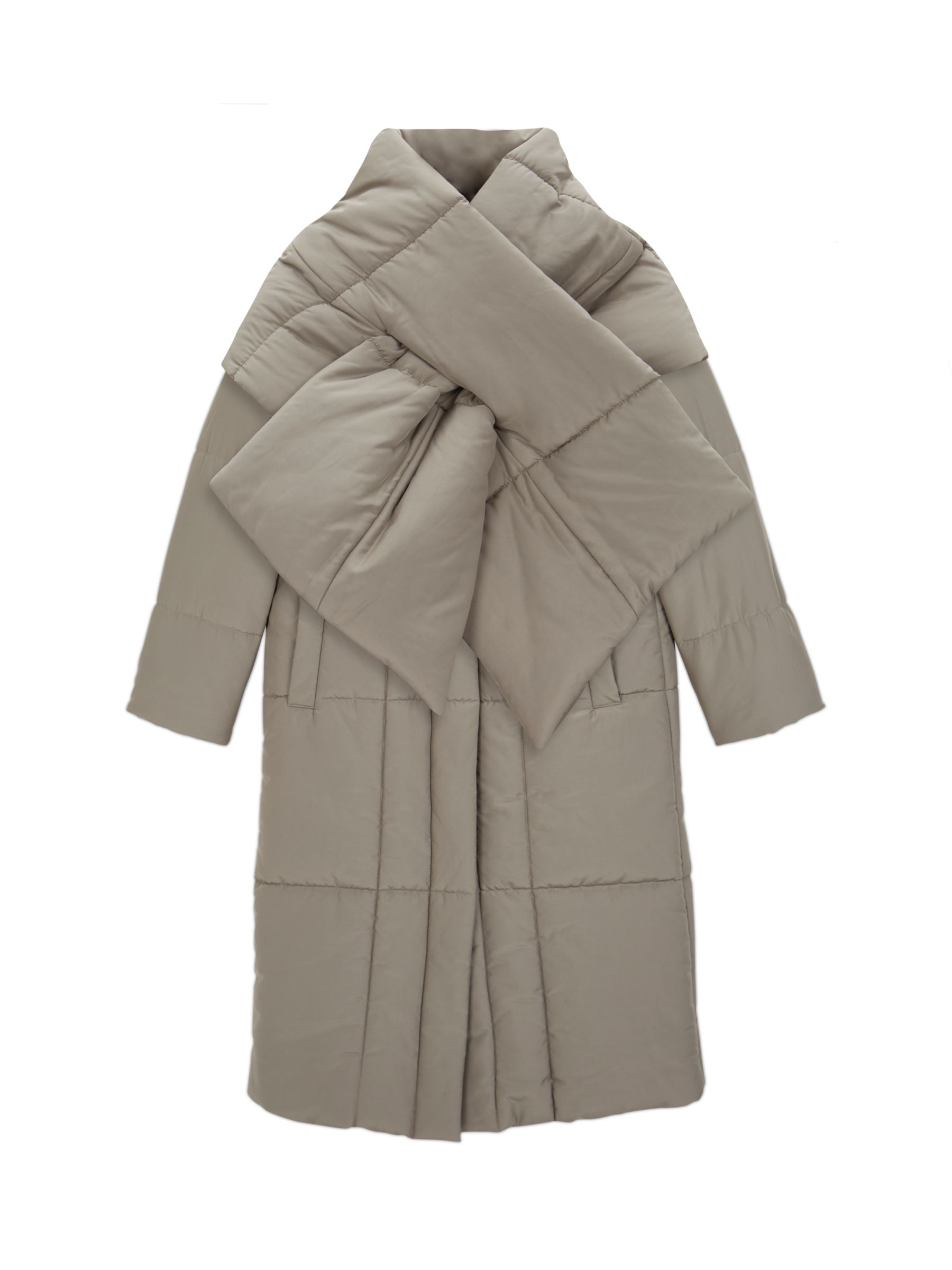 Buy Albaray Scarf Padded Coat, Khaki Online at johnlewis.com