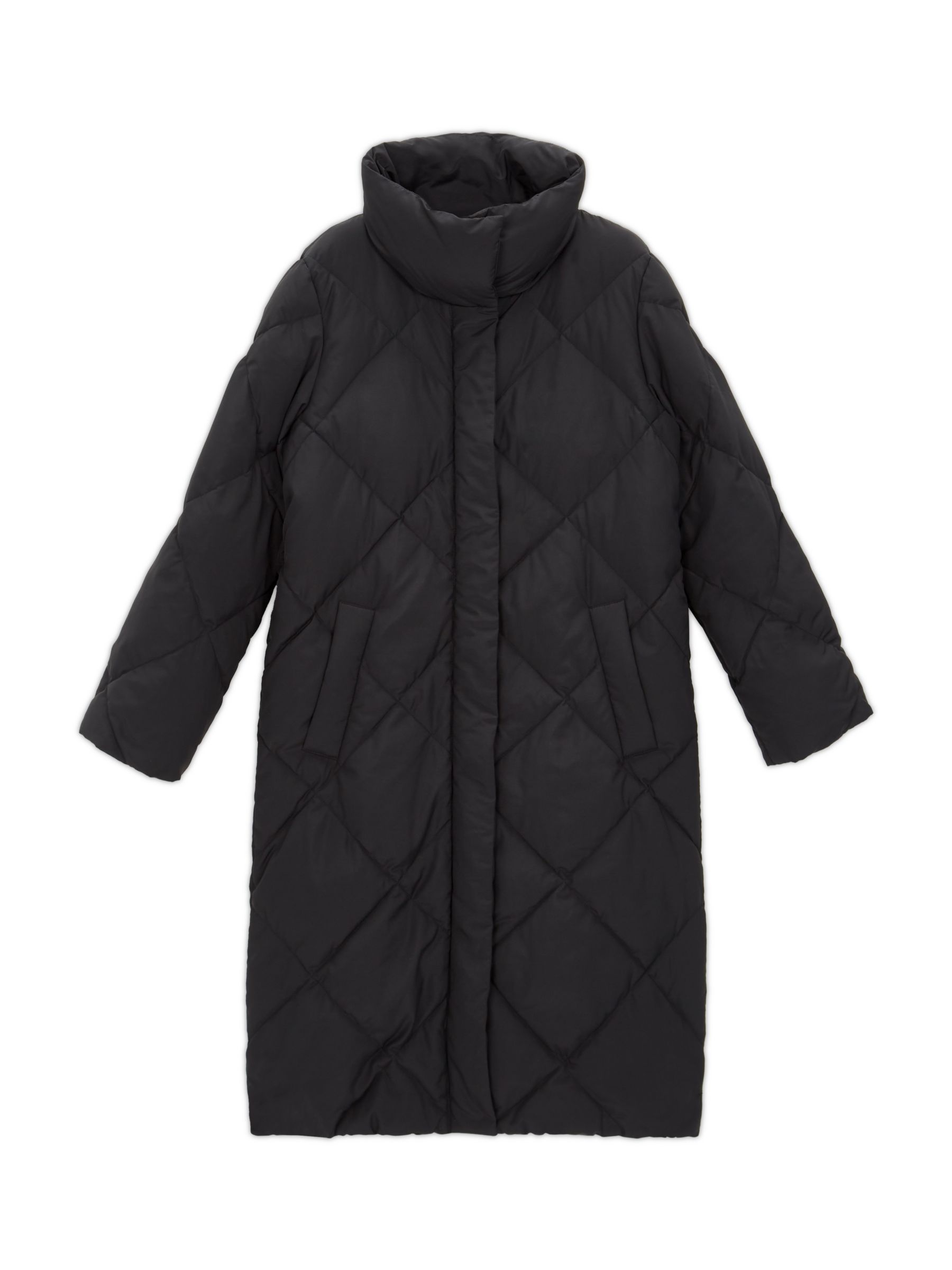 Albaray Longline Diamond Quilt Puffer, Black at John Lewis & Partners