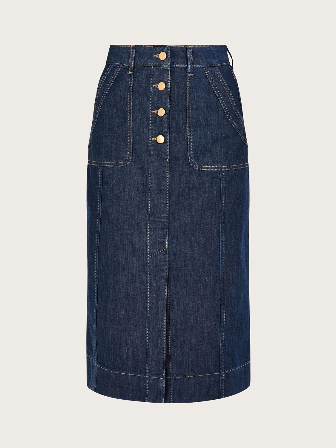 Monsoon Denim Button Front Skirt, Blue at John Lewis & Partners