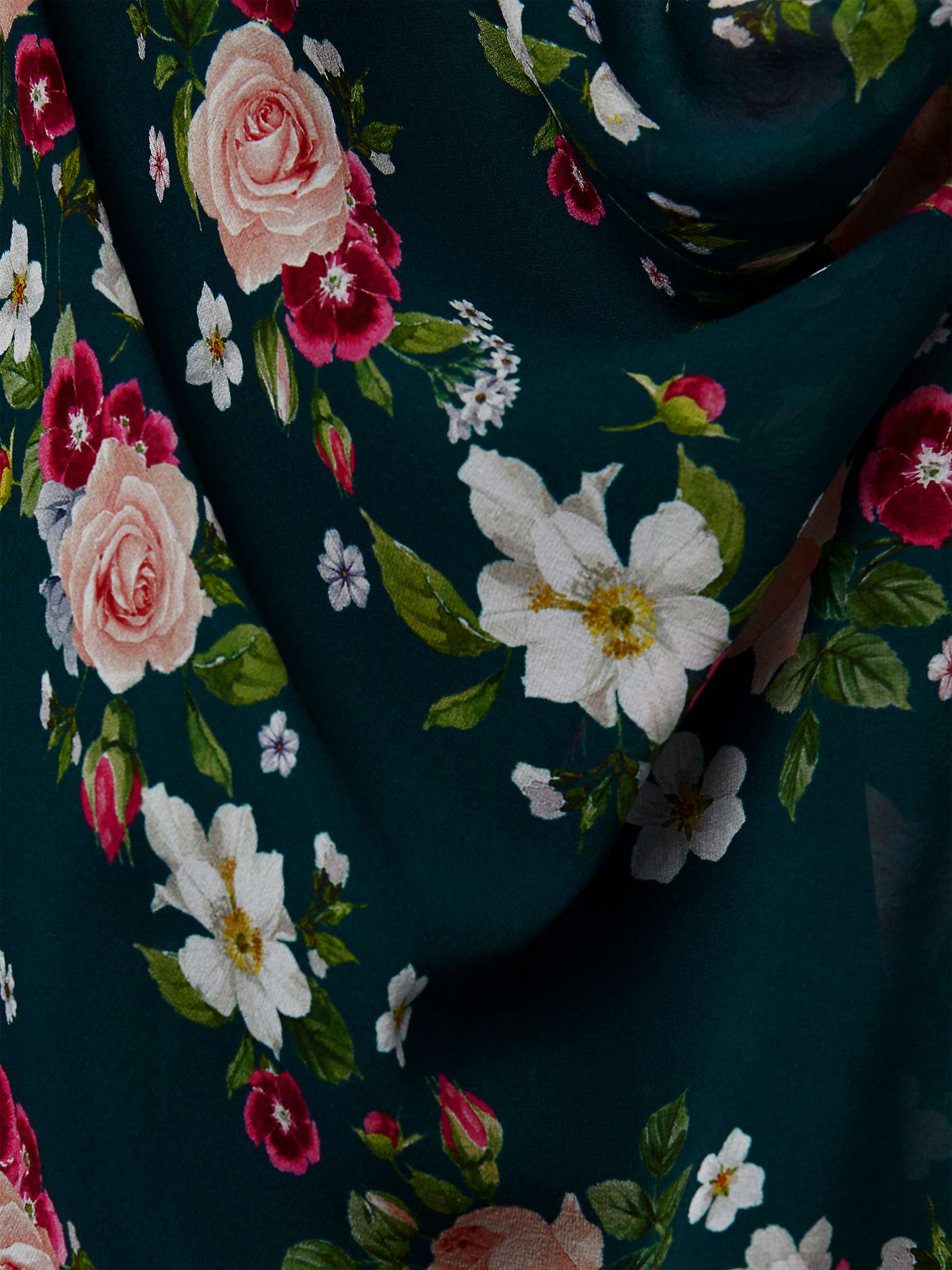 Buy Hobbs Helena Floral Print Silk Midi Dress, Green/Multi Online at johnlewis.com