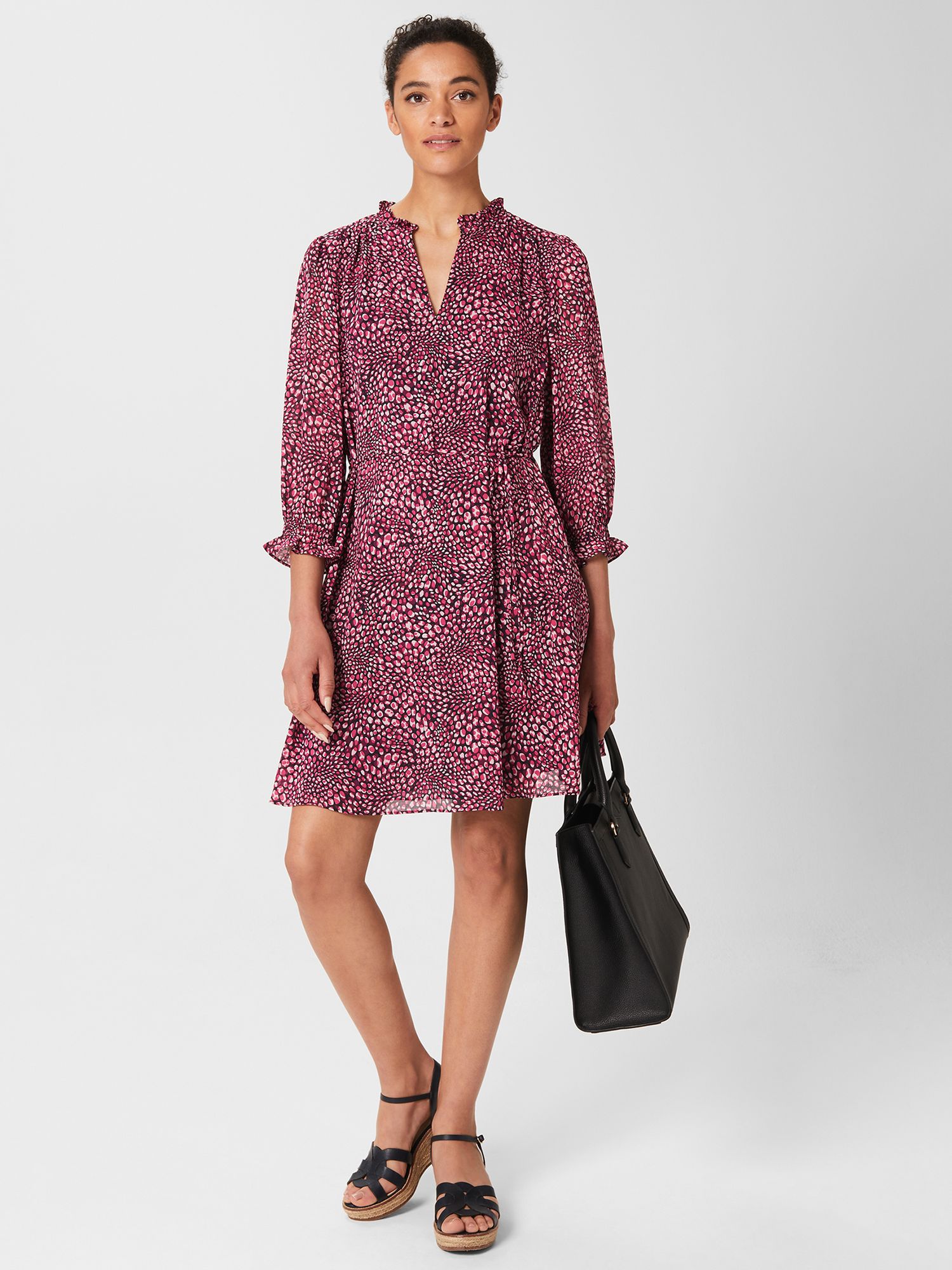 Hobbs Stefania Abstract Print Mini Dress, Navy/Raspberry at John Lewis ...