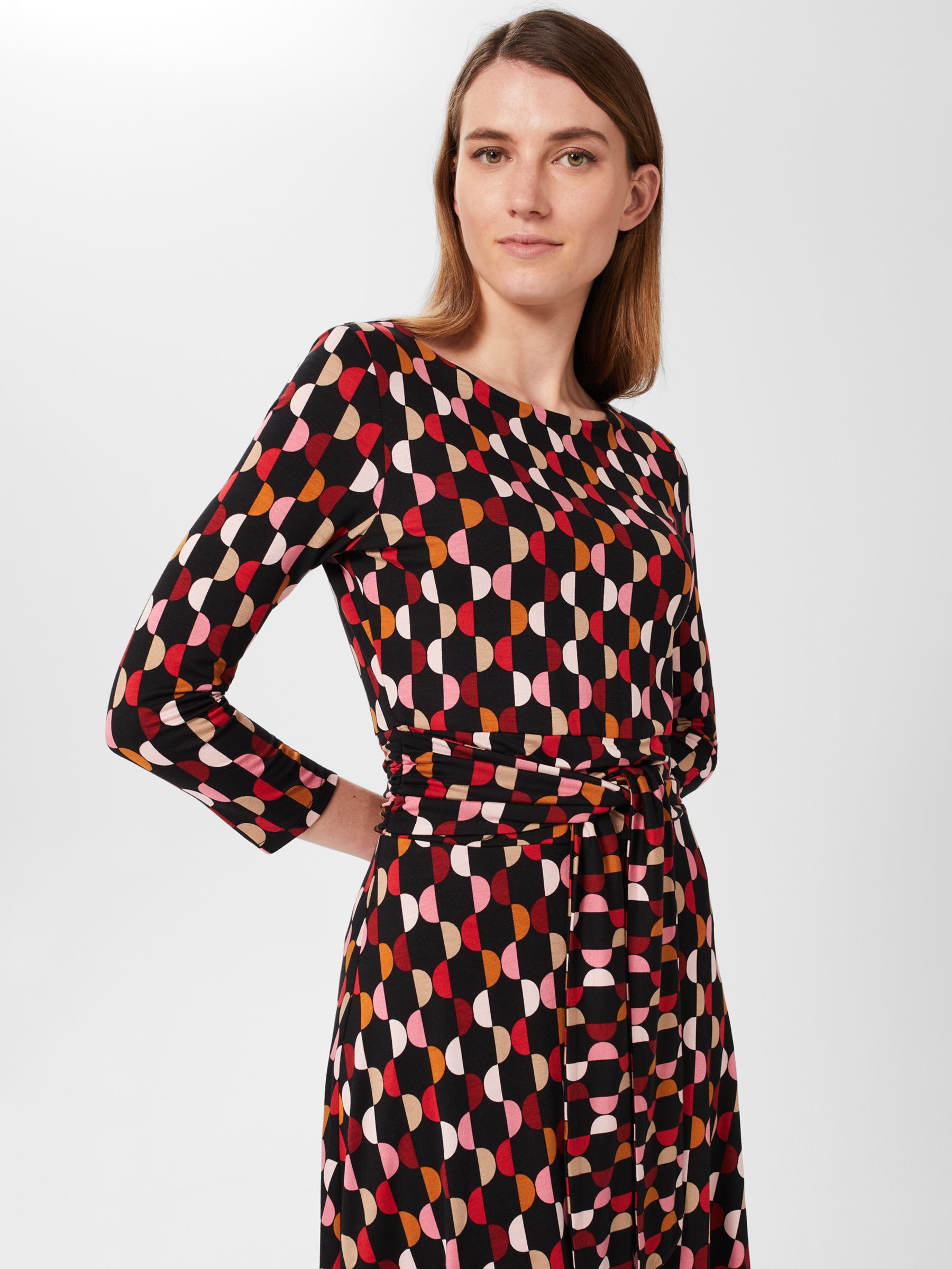 Buy Hobbs Bayview Geometric Print Midi Jersey Dress, Multi Online at johnlewis.com