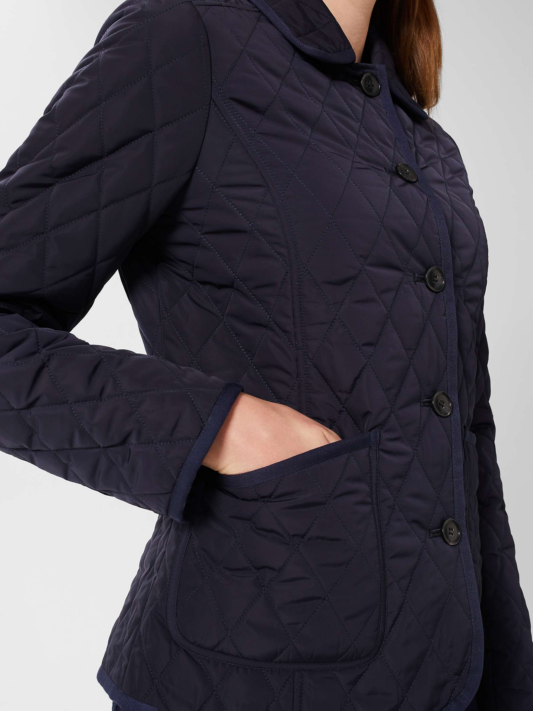 Hobbs Josephine Quilted Jacket, Midnight Navy at John Lewis & Partners