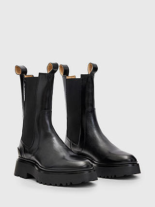 AllSaints Amber Leather Chelsea Boots, Black
