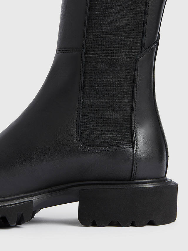 AllSaints Maeve Leather Knee High Boots, Black