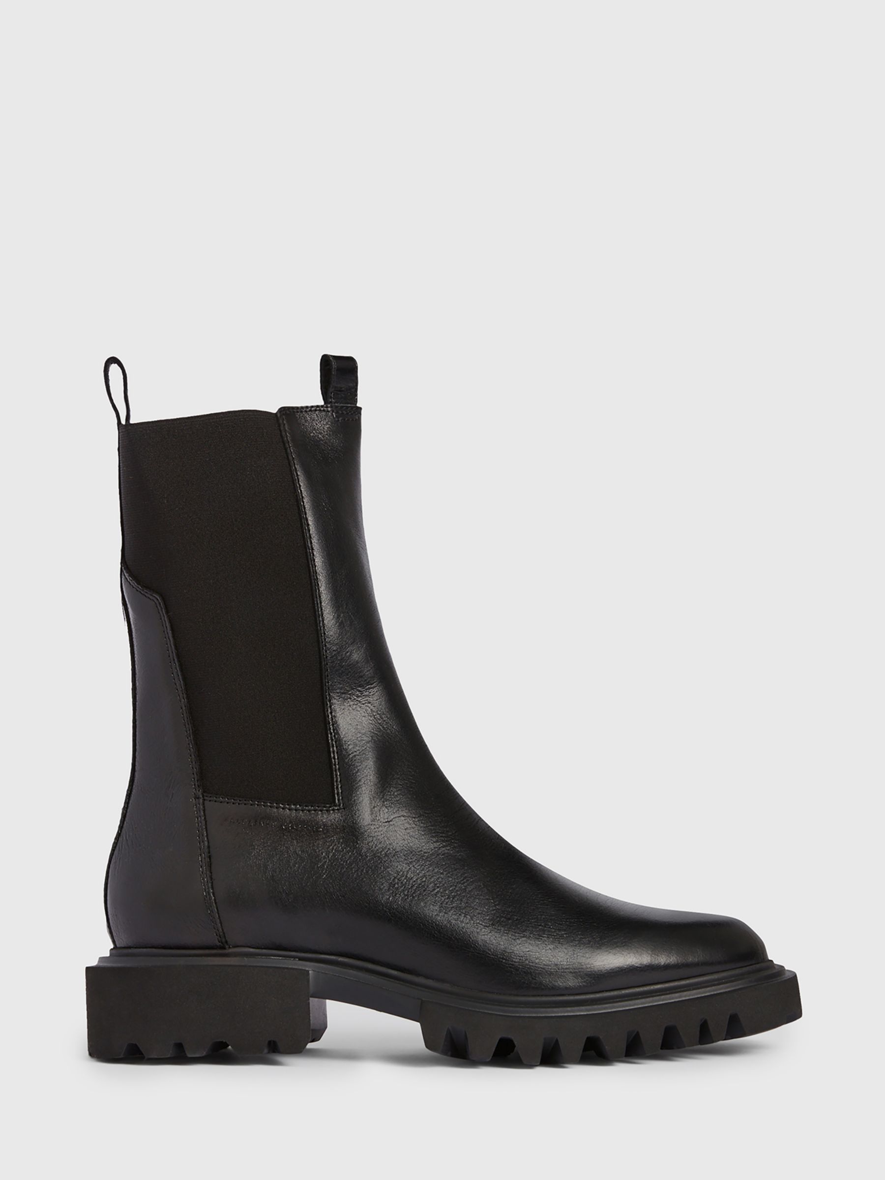AllSaints Hallie Leather Boots, Black at John Lewis & Partners