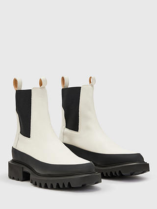AllSaints Harlee Leather Slip On Ankle Boots, Cream