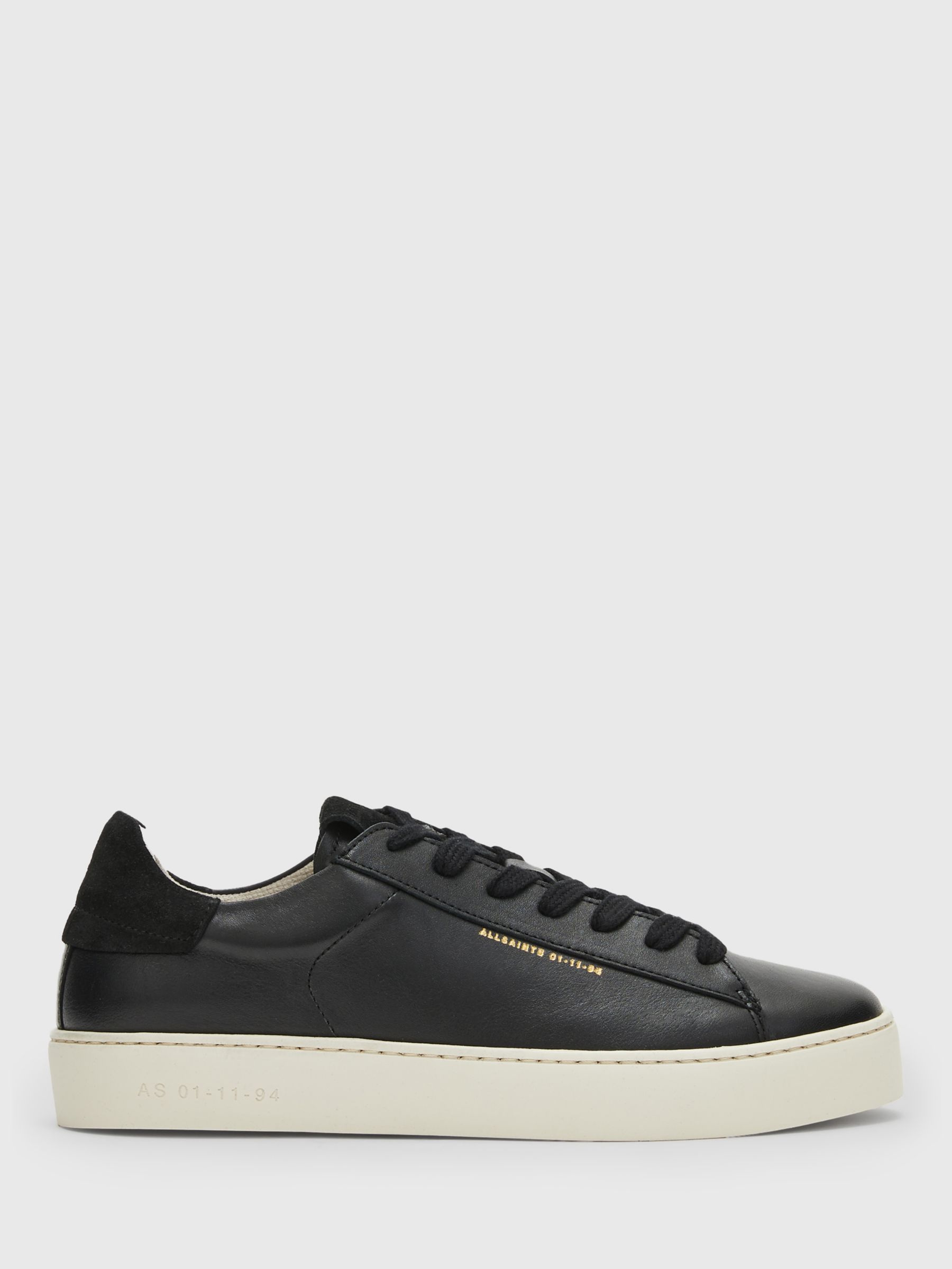 AllSaints Shana Leather Lace Up Trainers, Black