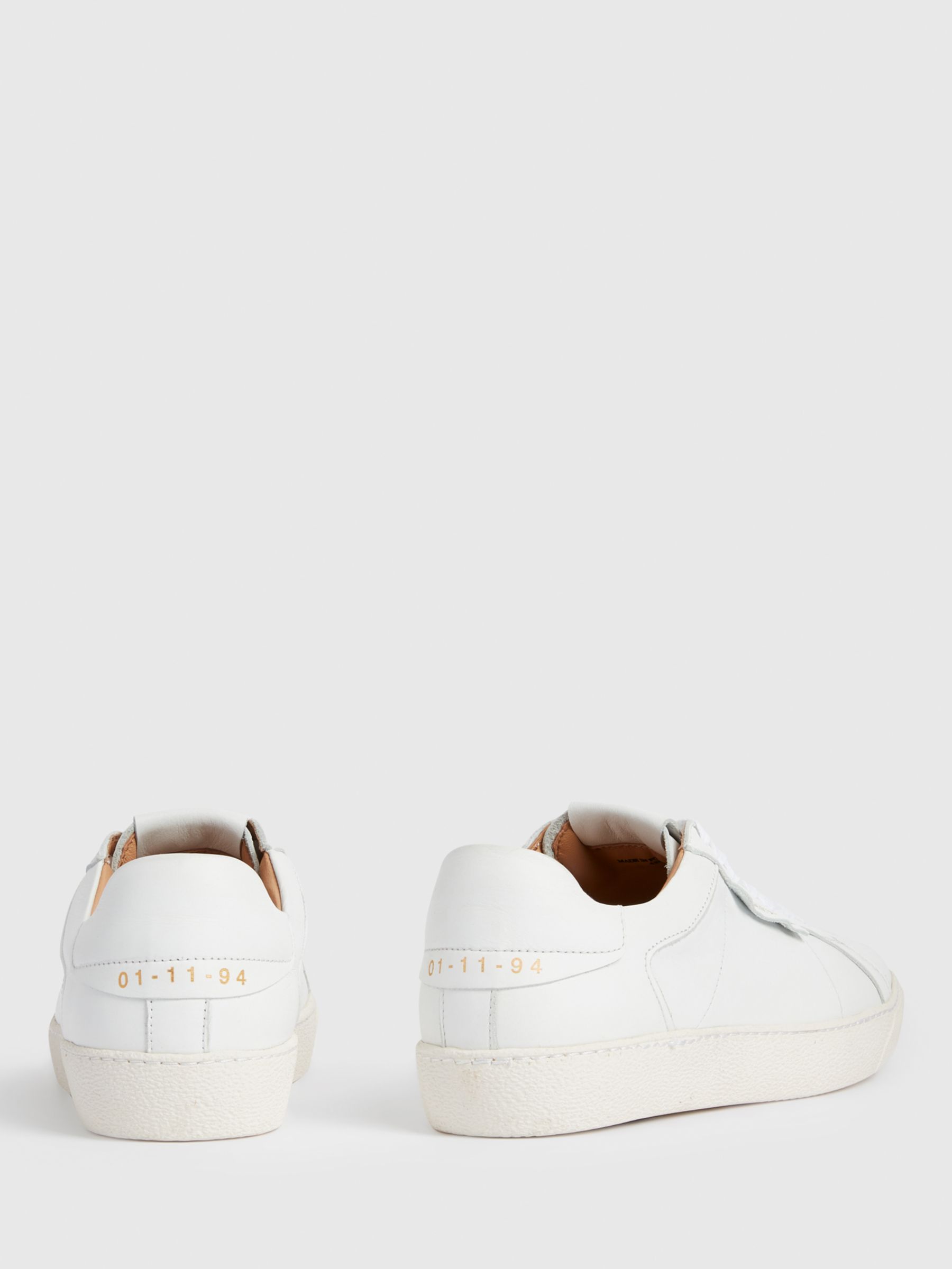AllSaints Sheer Low Top Leather Trainers, White, 5
