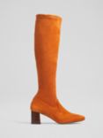 L.K.Bennett Davina Suede Knee High Sock Boots, Bro- Nutmeg