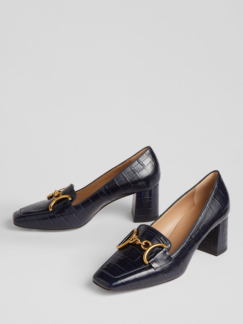 L.K.Bennett Samantha Leather Court Shoes, Midnight at John Lewis & Partners