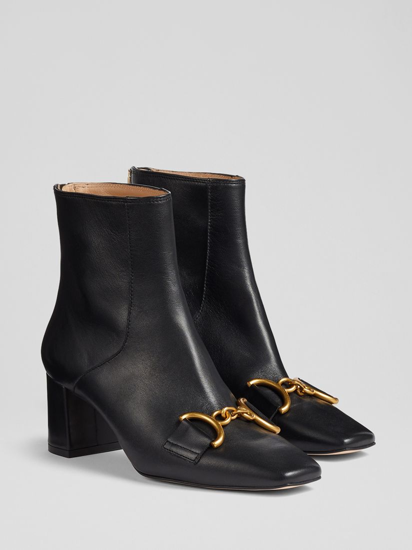 L.K.Bennett Nadina Leather Ankle Boots, Black at John Lewis & Partners