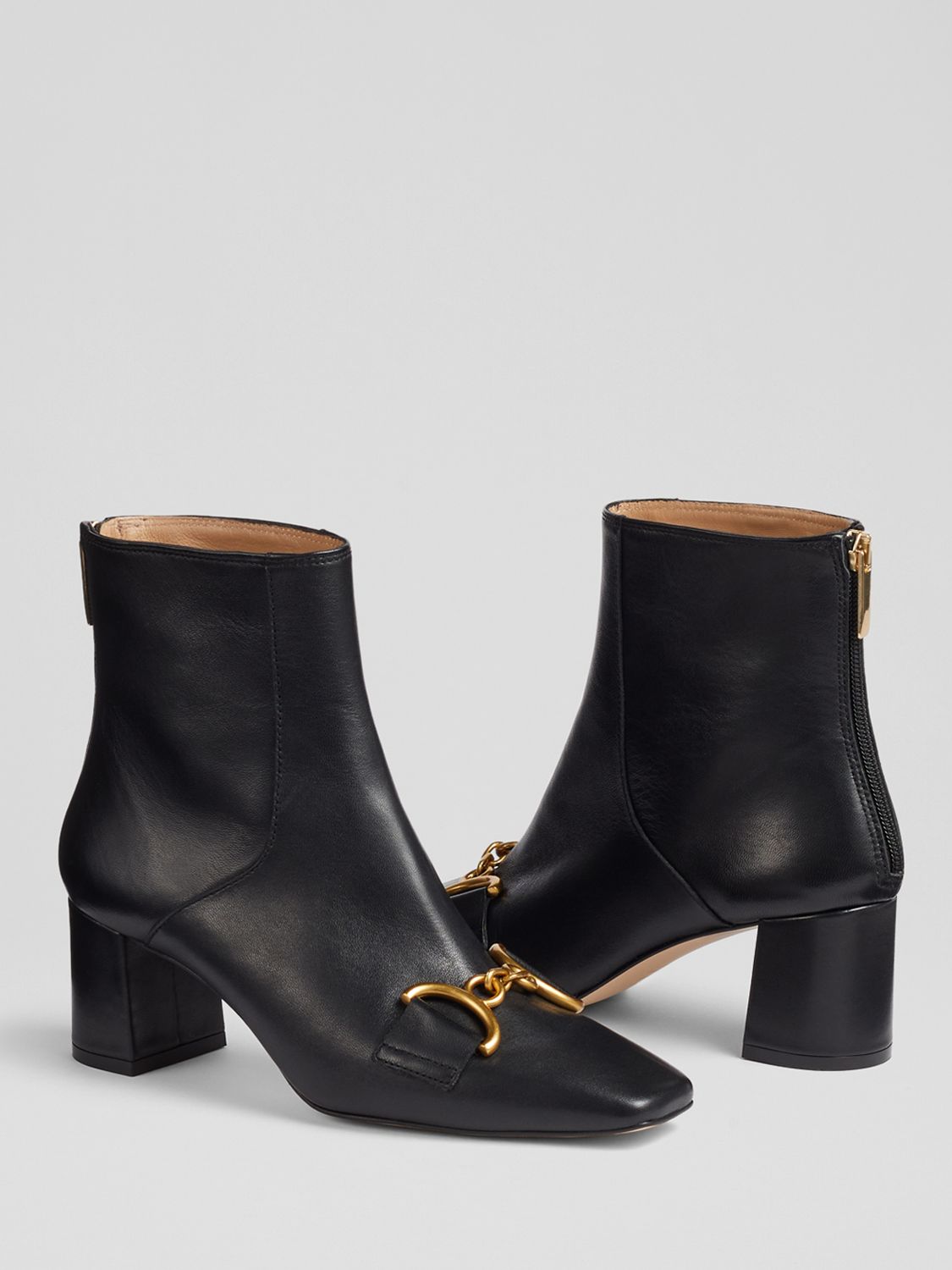 L.K.Bennett Nadina Leather Ankle Boots, Black, 2