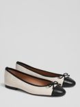 L.K.Bennett Kara Leather And Patent Toe Cap Ballet Pumps, White/Black