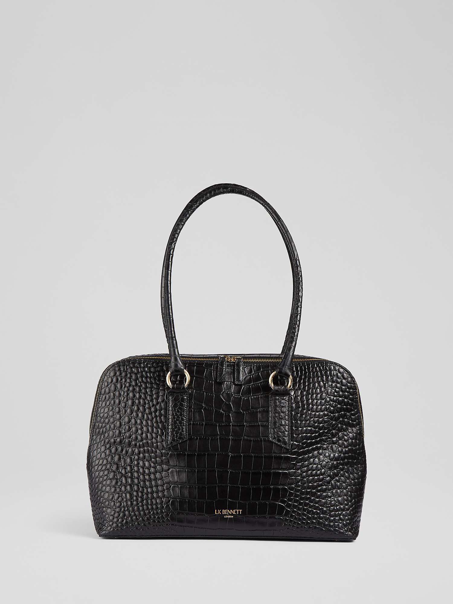 Buy L.K.Bennett Jamie Croc Effect Leather Tote Bag, Black Online at johnlewis.com