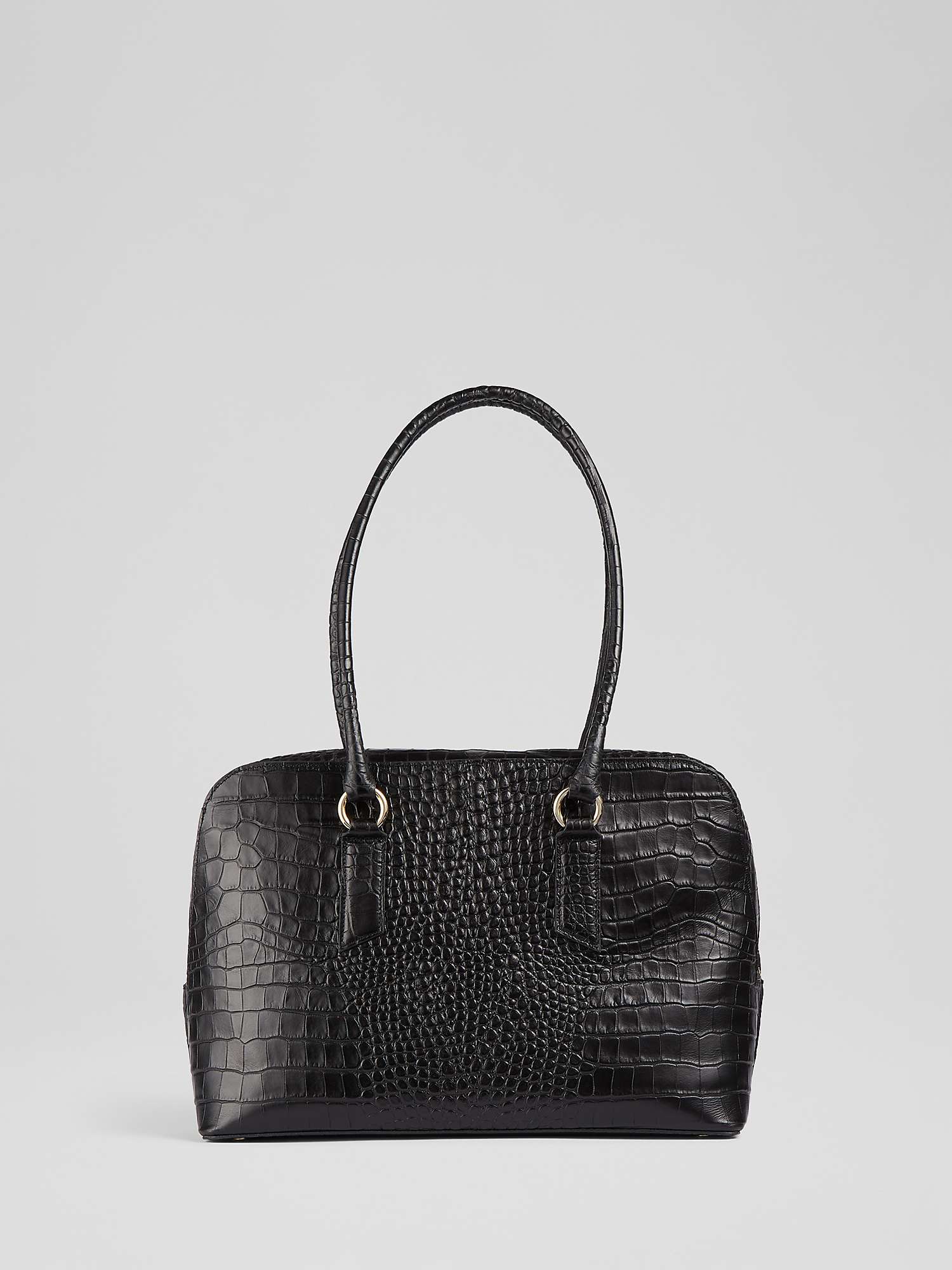 Buy L.K.Bennett Jamie Croc Effect Leather Tote Bag, Black Online at johnlewis.com