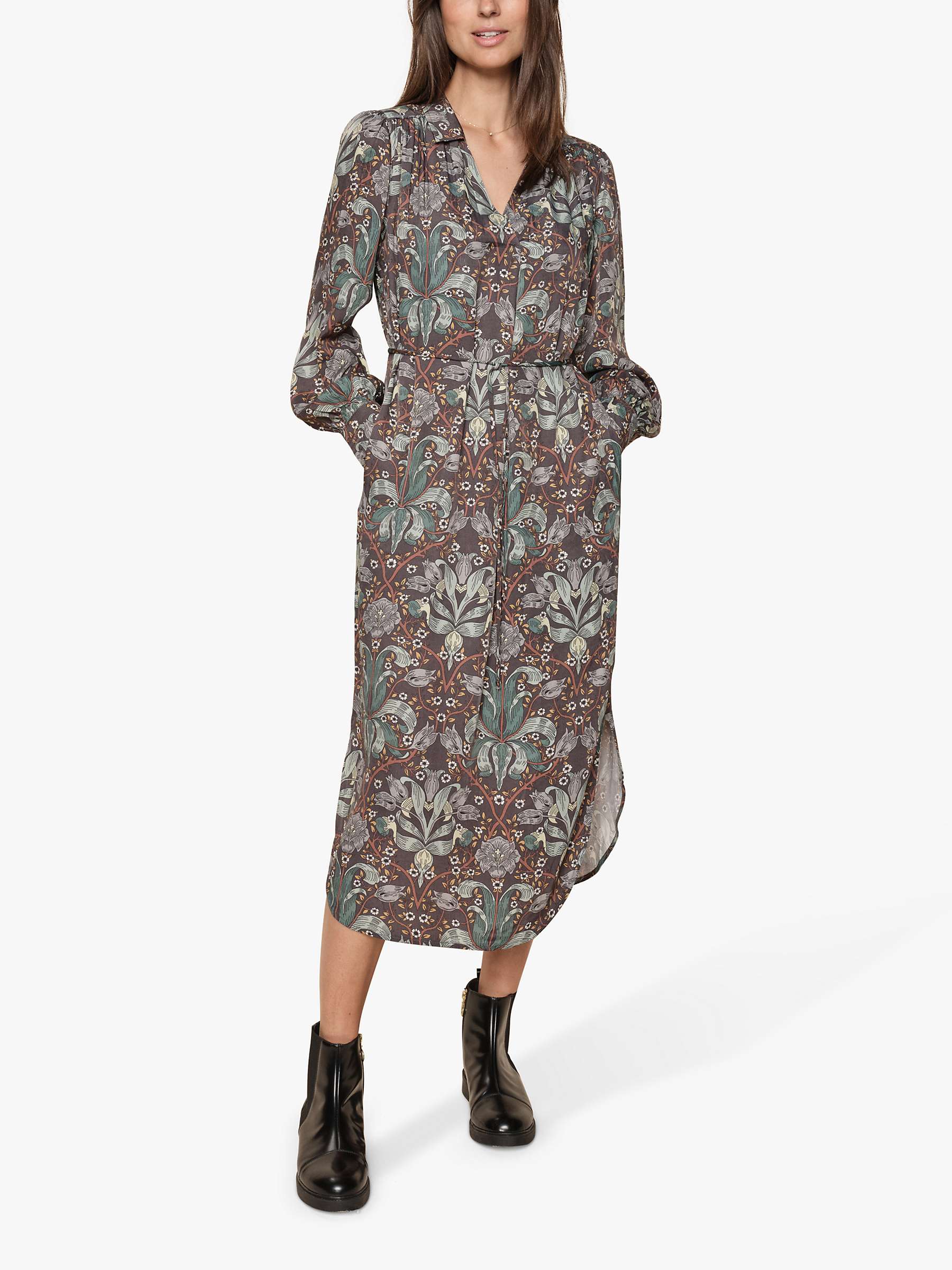 Buy MOS MOSH Aldo Amarlia Floral Midi Shirt Dress, Asphalt/Multi Online at johnlewis.com