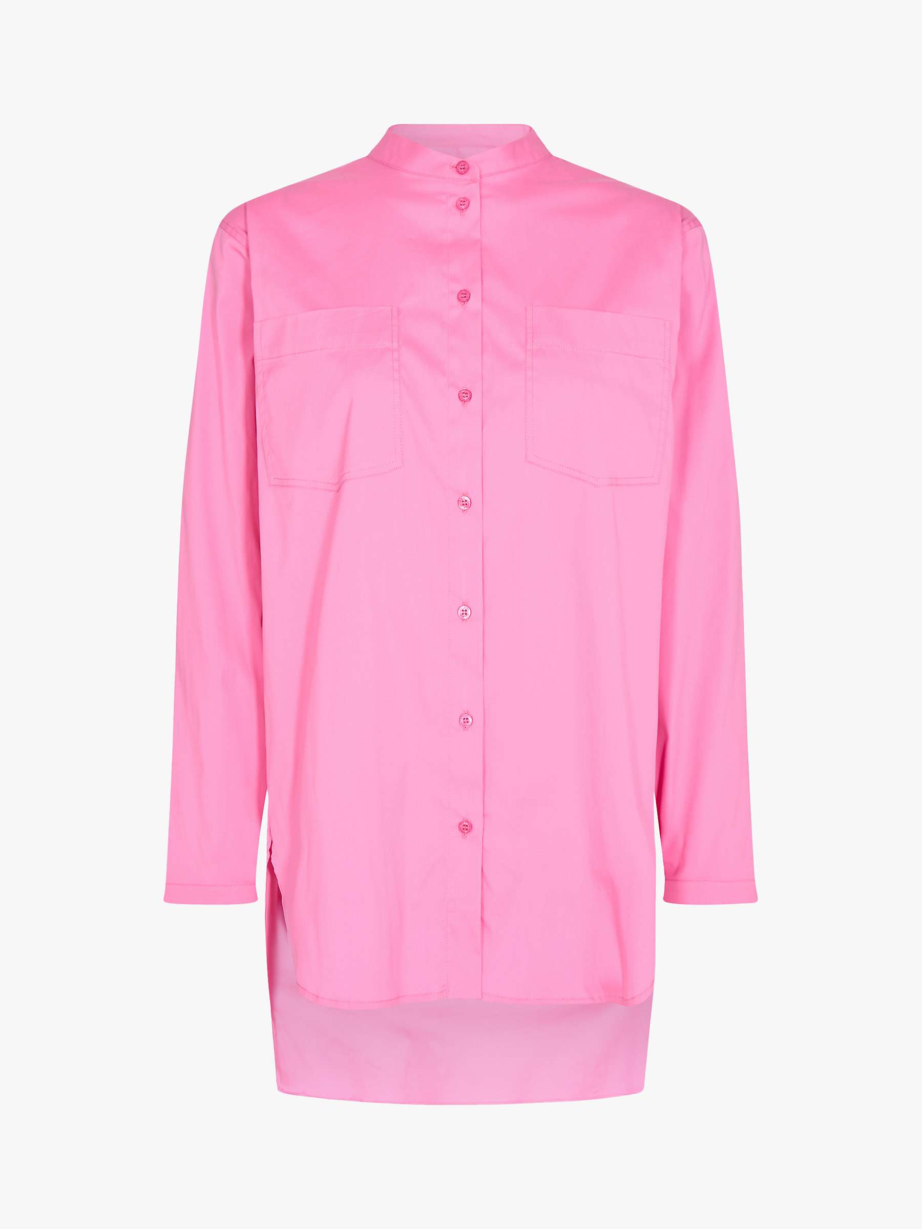 Buy MOS MOSH Arleth Colarless Long Sleeve Smock Detail Cotton Blend Shirt, Wild Orchid Online at johnlewis.com
