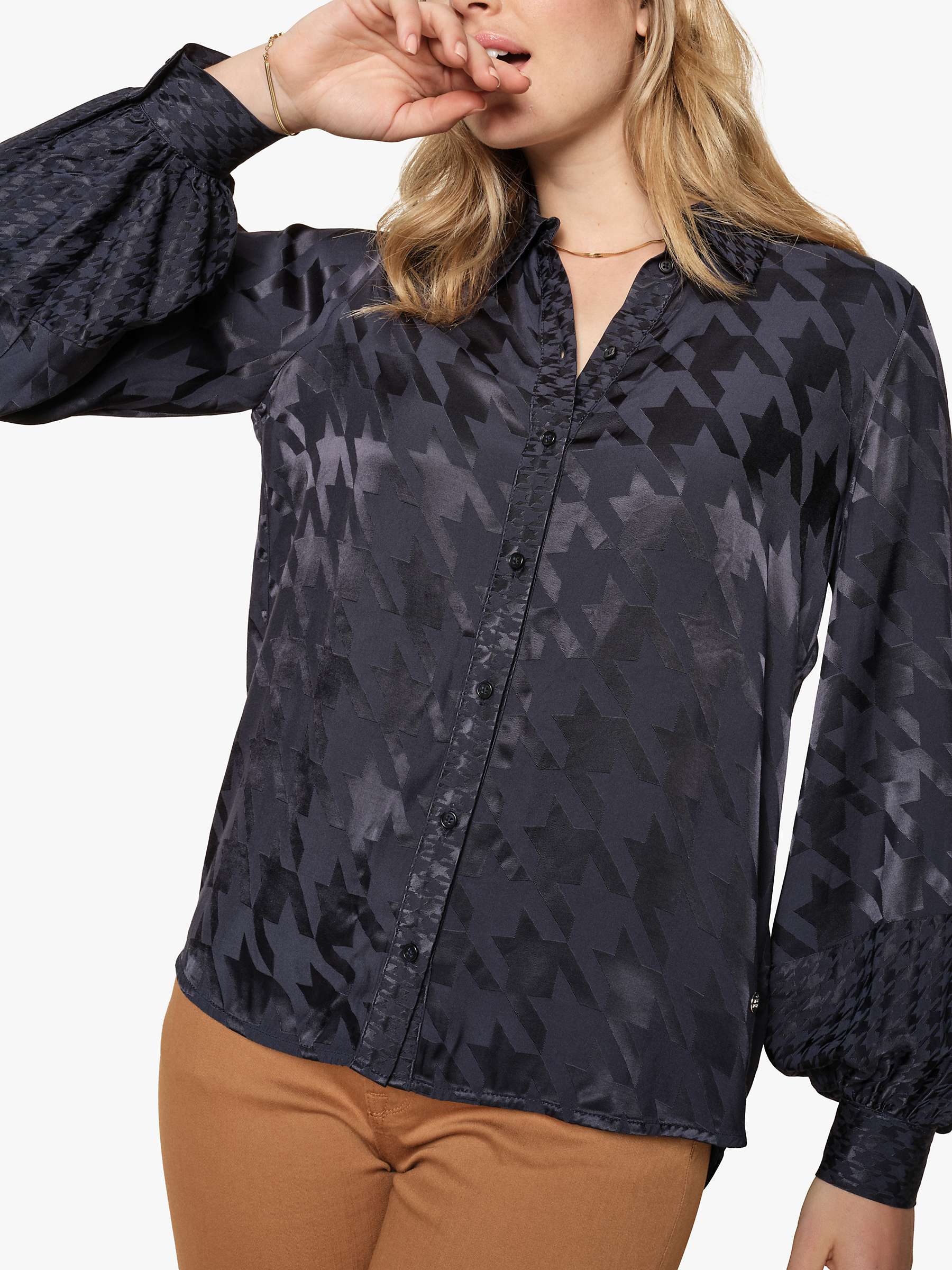 Buy MOS MOSH Tan Alia Long Sleeve Jacquard Shirt, Salute Navy Online at johnlewis.com