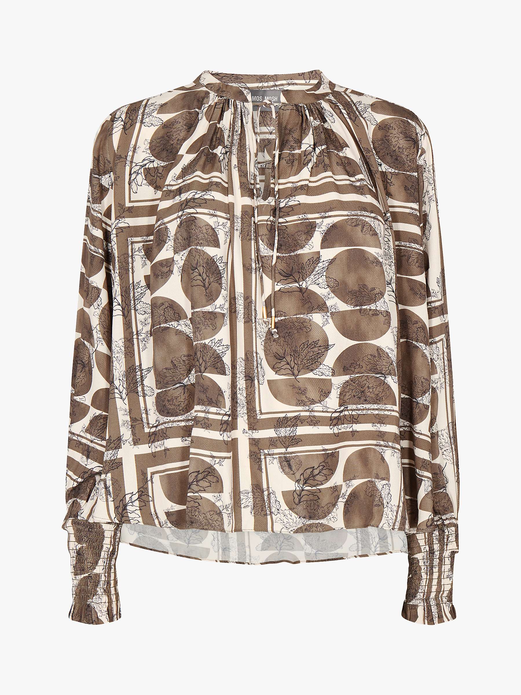 Buy MOS MOSH Macha Long Sleeve Bubble Print Blouse, Capers Green Online at johnlewis.com
