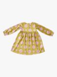Chelsea Peers Kids' Retro Floral Long-Sleeve Satin Dress, Olive