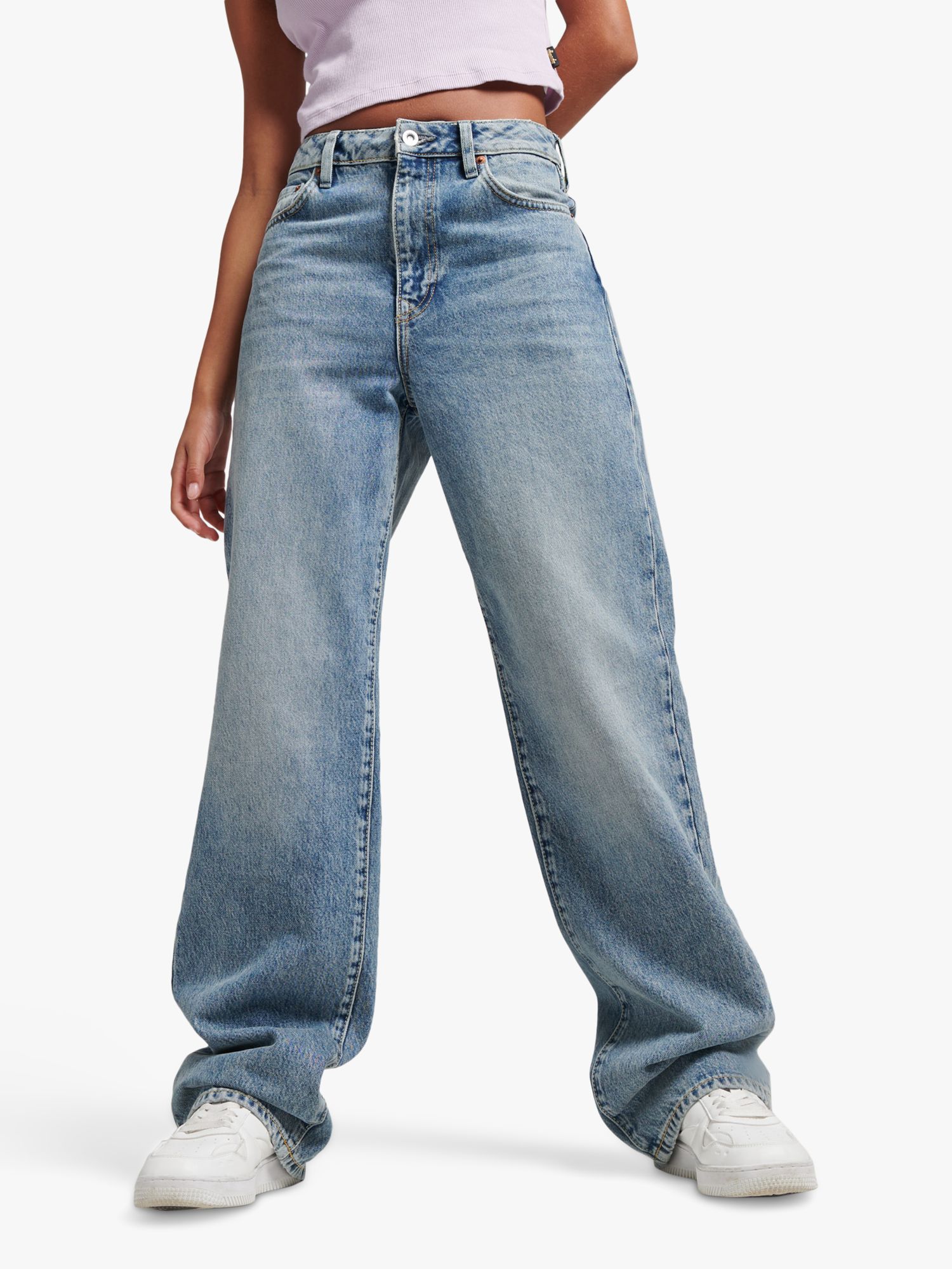 Superdry Organic Cotton Vintage Wide Leg Jeans, Houston Mid Vintage at ...