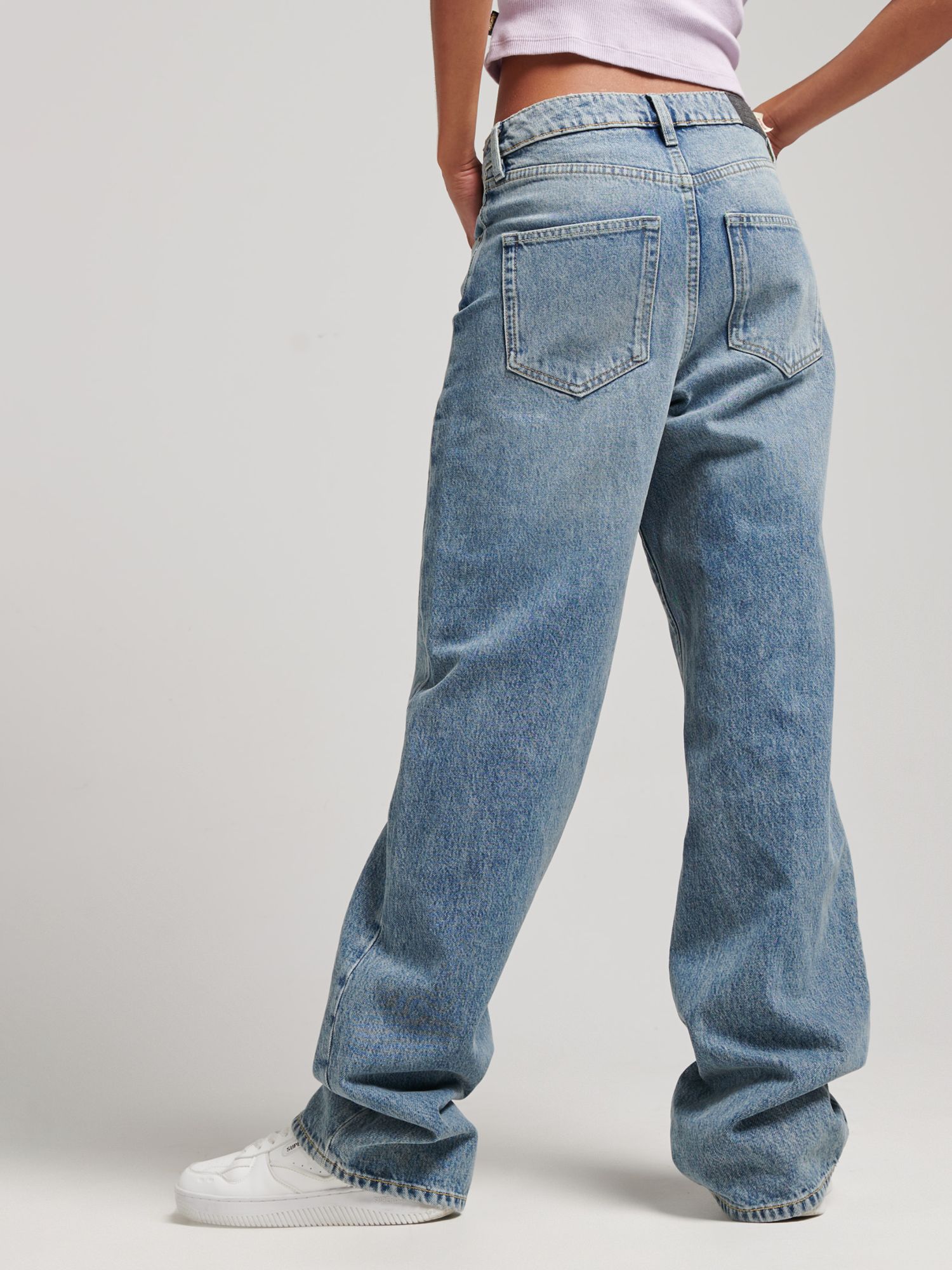 Superdry Organic Cotton Vintage Wide Leg Jeans, Houston Mid Vintage at ...