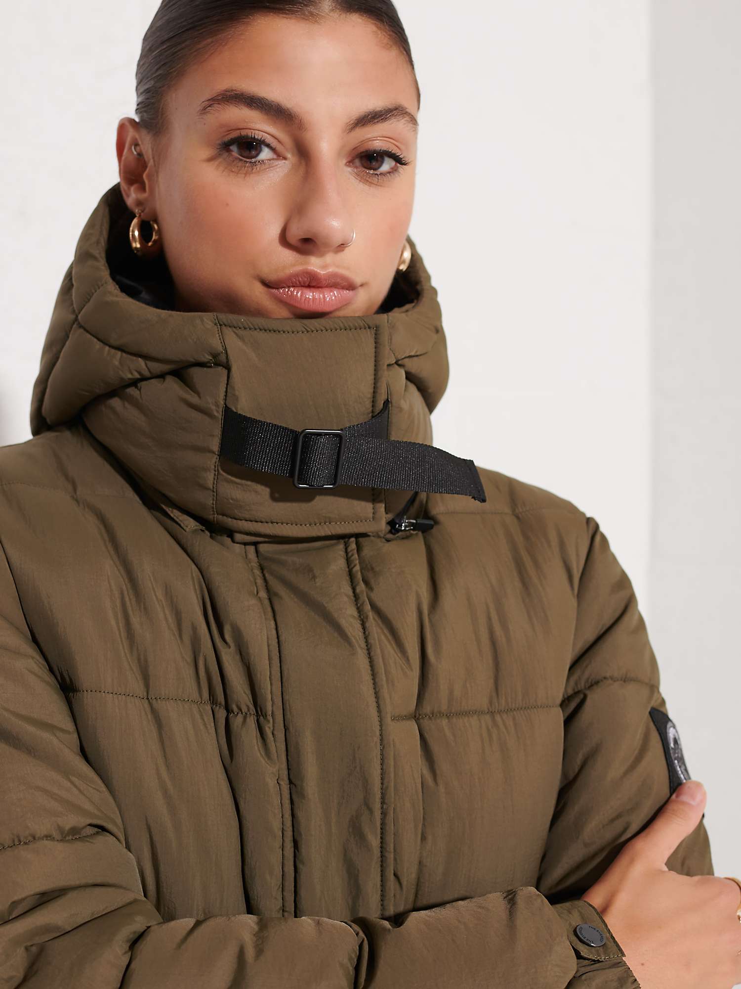 Superdry Expedition Cocoon Padded Coat, Dark Moss at John Lewis & Partners