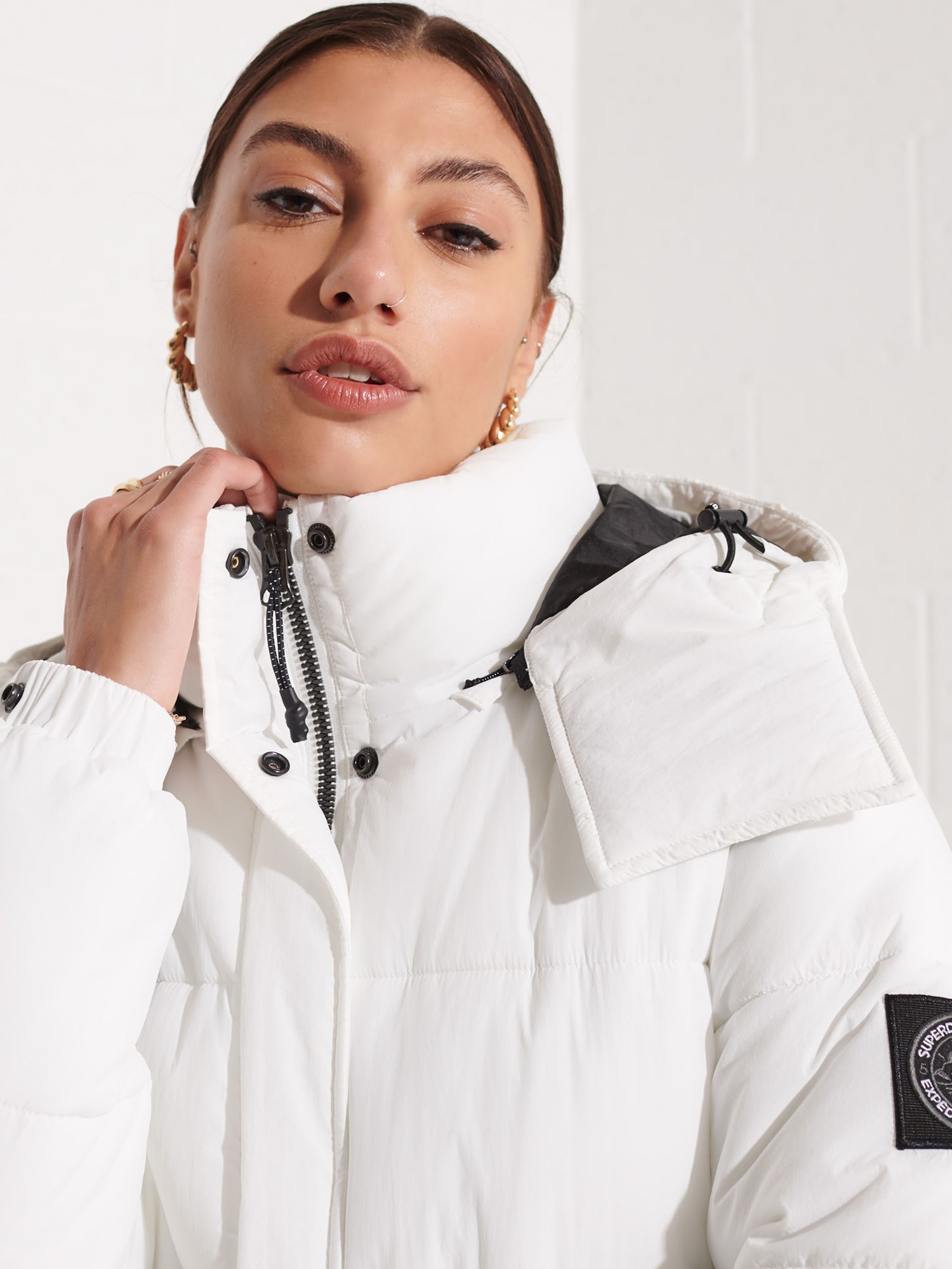 Superdry Expedition Cocoon Padded Coat, New Chalk at John Lewis & Partners