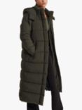 Superdry Touchline Longline Padded Coat, Khaki Grid