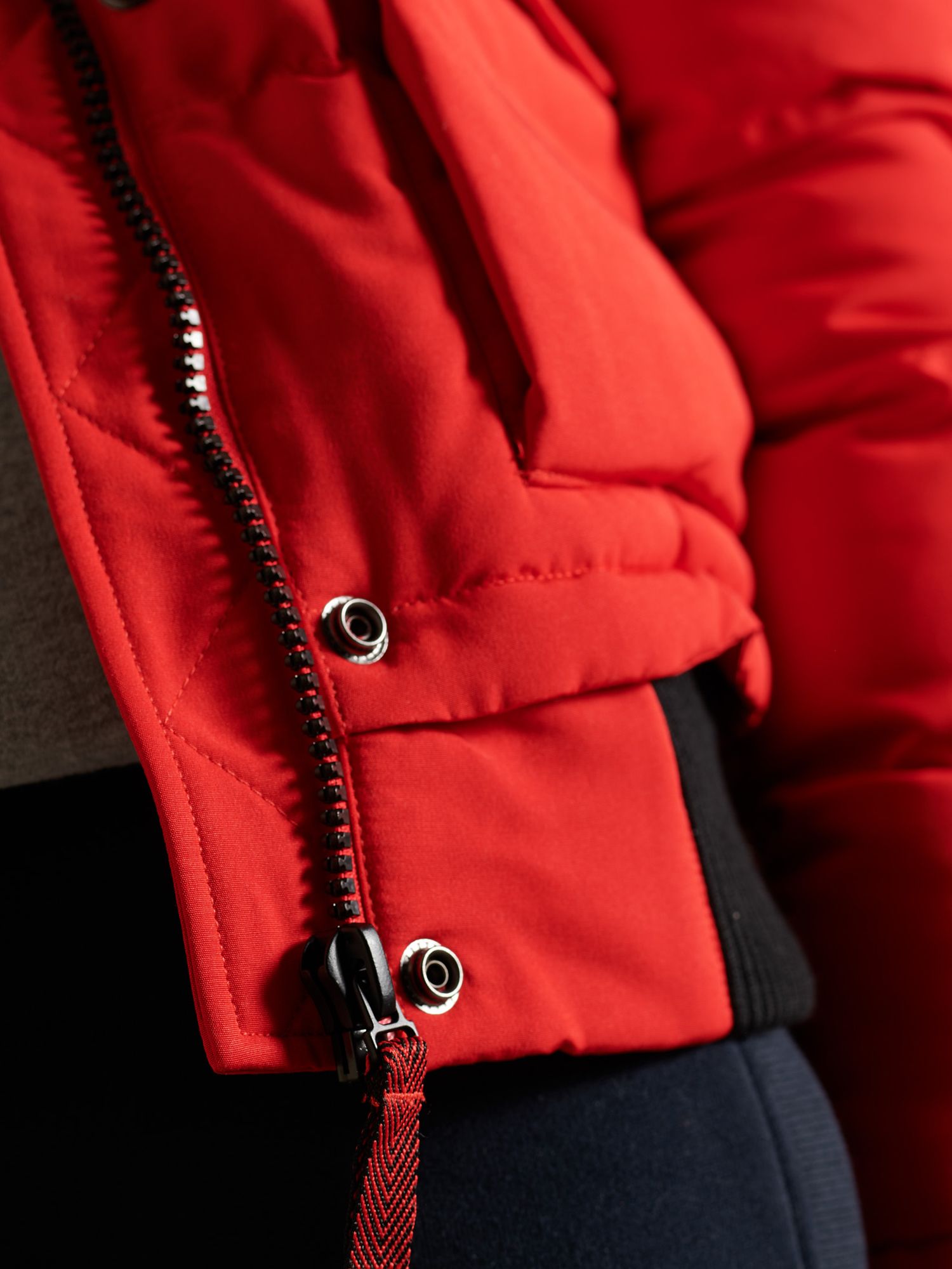 Superdry Original & Vintage Everest Fur Bomber Jacket, High Risk Red, 8