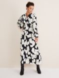 Phase Eight Luana Geometric Print Zip Neck Maxi Dress, Ivory/Black