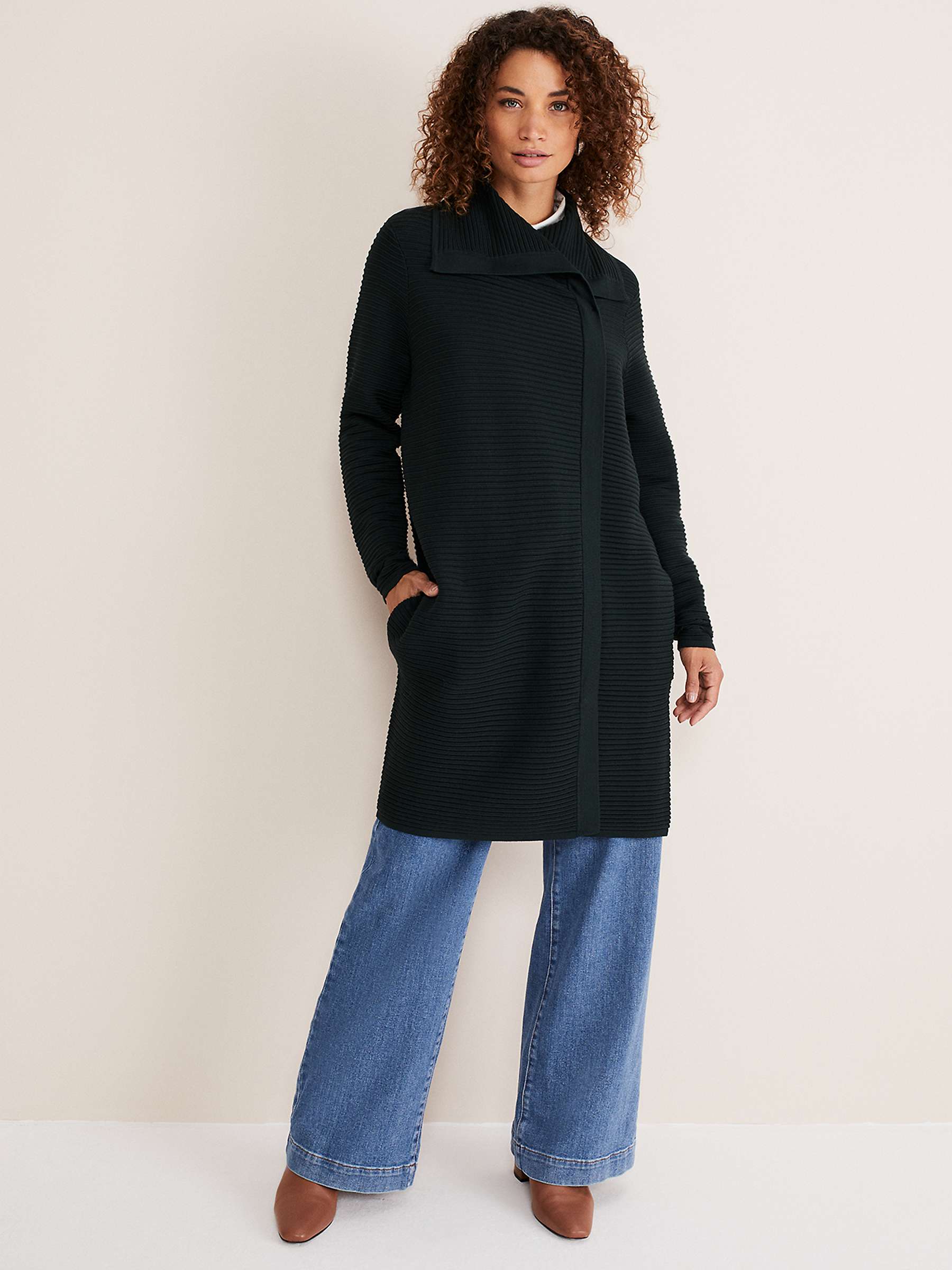 Buy Phase Eight Sophia Ribbed Coat, Forest Green Online at johnlewis.com