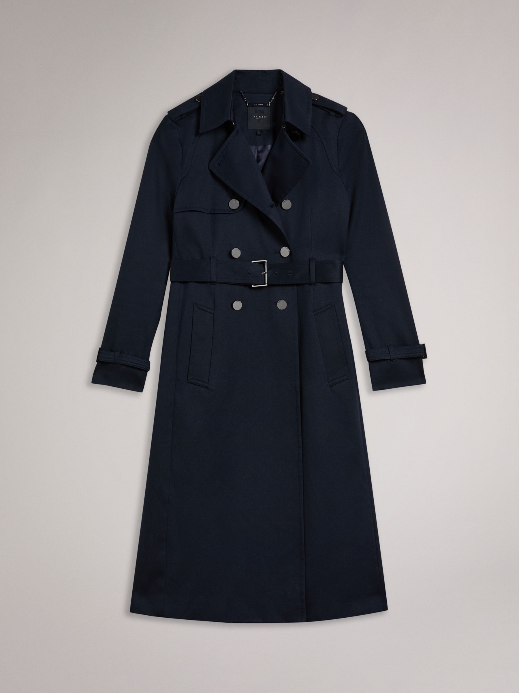 Ted Baker Robbii Trench Coat, Navy at John Lewis & Partners