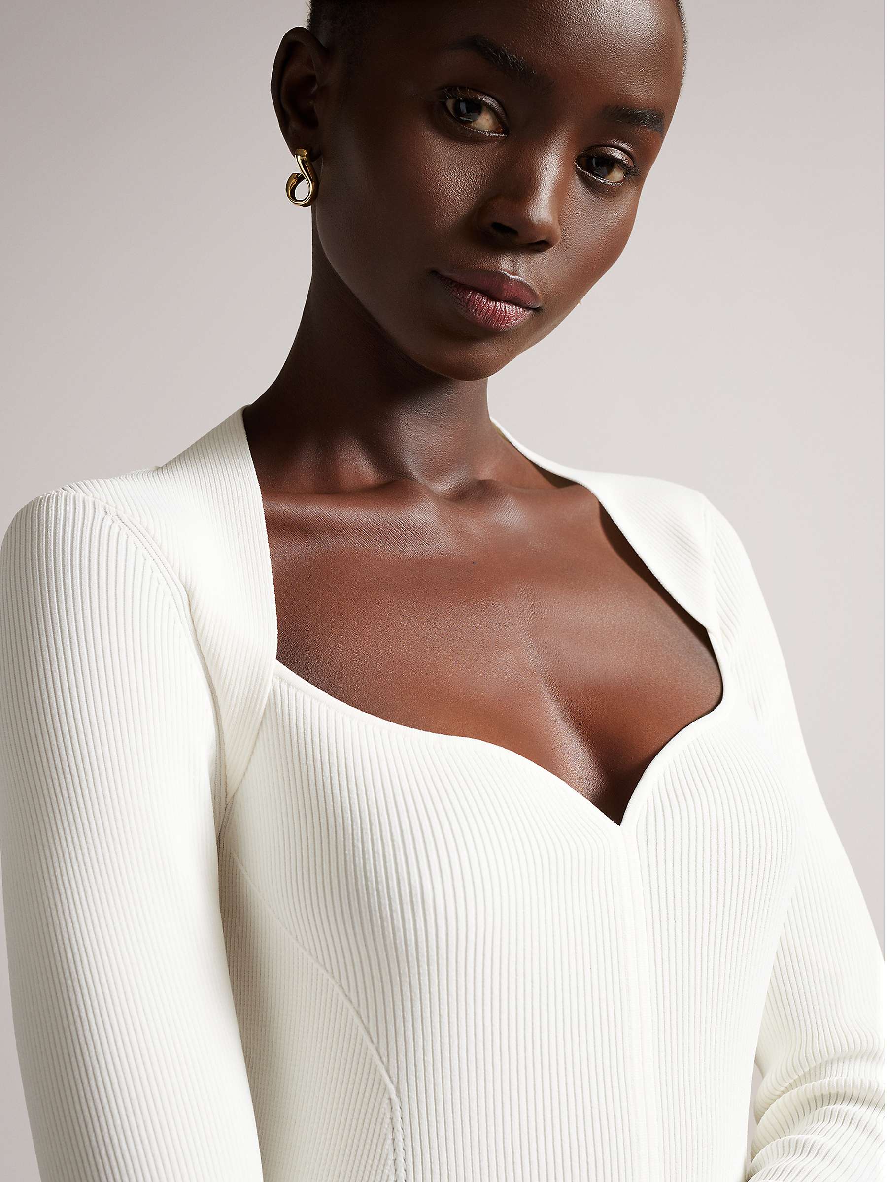 Buy Ted Baker Sweetheart Neckline Knitted Top, White Online at johnlewis.com