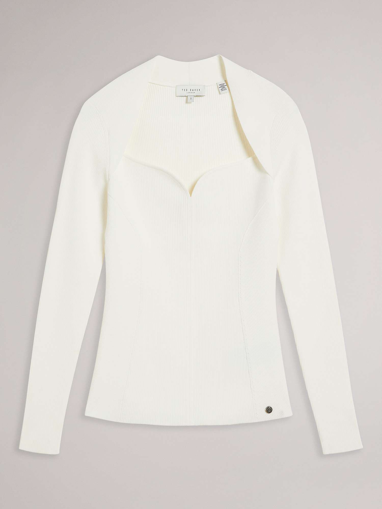 Buy Ted Baker Sweetheart Neckline Knitted Top, White Online at johnlewis.com