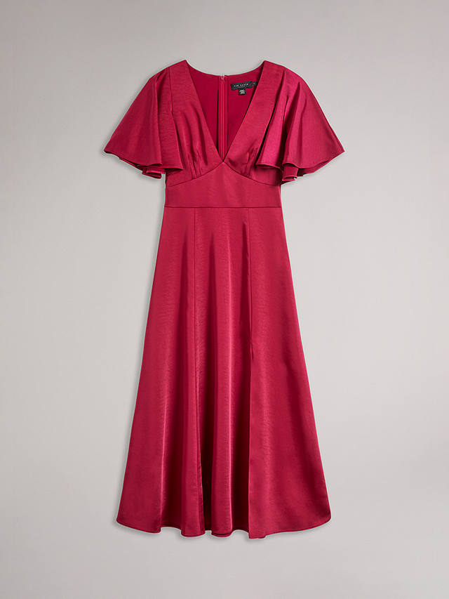 Ted Baker Immie Angel Sleeve Midi Dress, Deep Pink at John Lewis & Partners