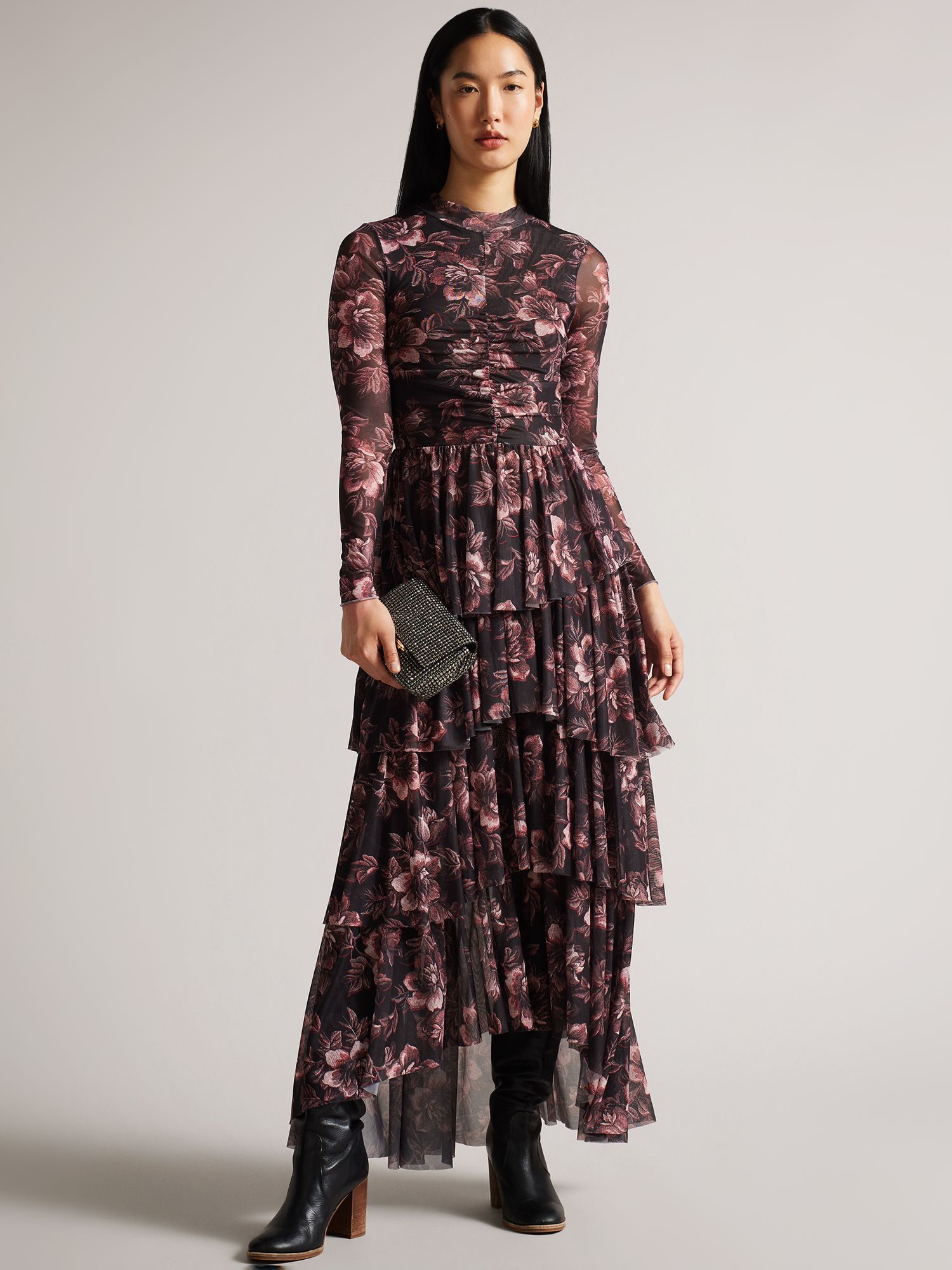 Ted Baker Janeti Fitted Bodice Asymmetric Tiered Maxi Dress, Black ...