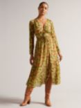 Ted Baker Umah Speckle Print Midi Dress, Light Yellow/Multi