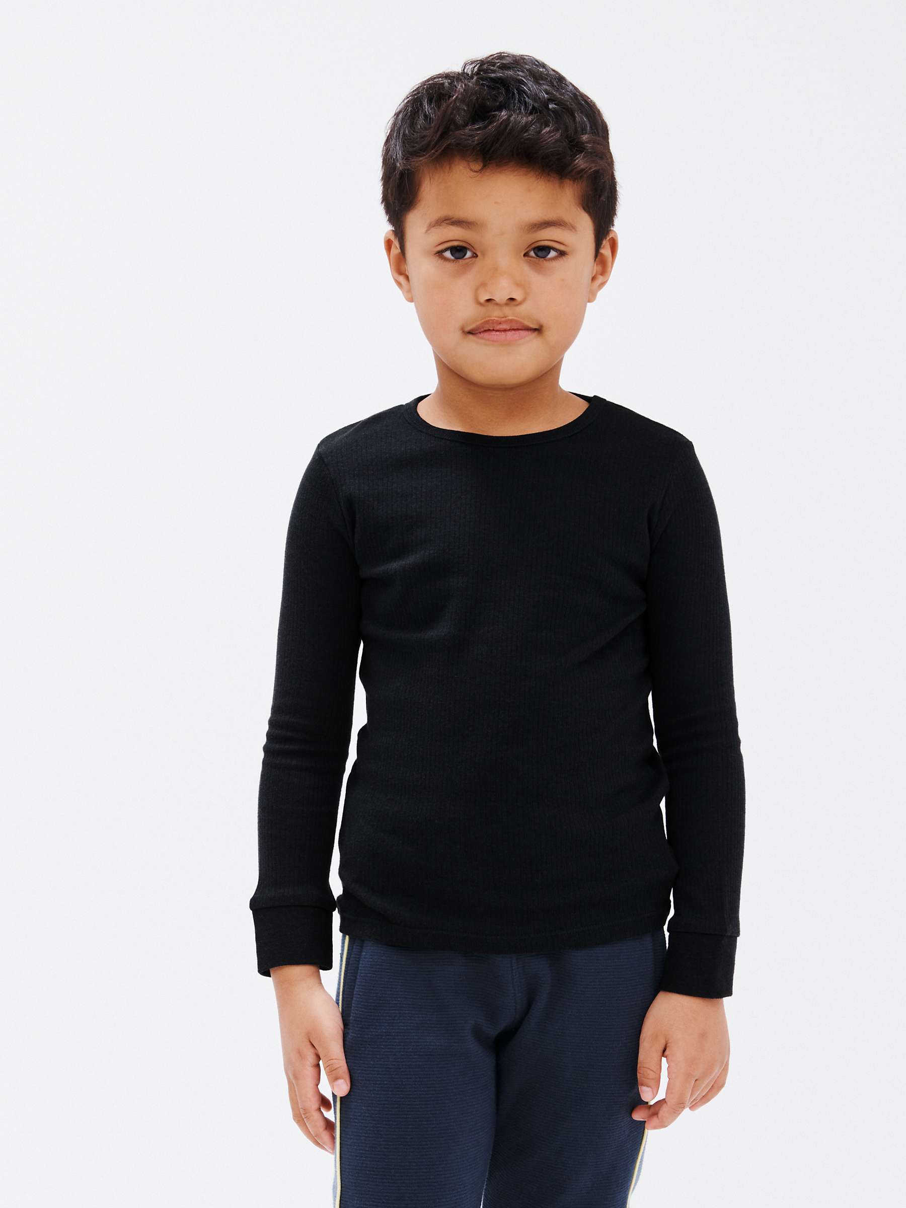 Buy John Lewis Kids' Long Sleeve Thermal Top, Pack of 2, Black Online at johnlewis.com