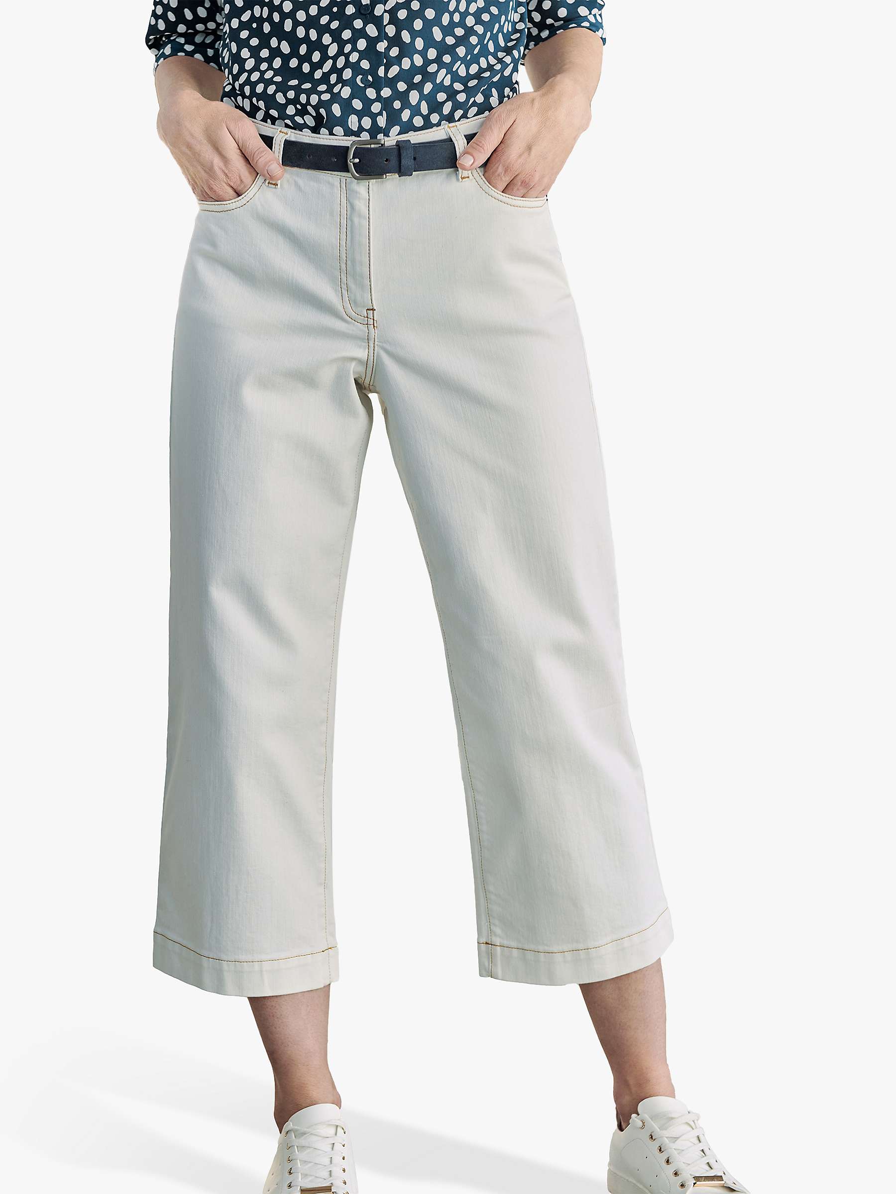 Buy Pure Collection Wide Leg Cropped Jeans, Ecru Online at johnlewis.com