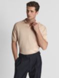 Reiss Larks Knitted Short Sleeve Polo Top, Ecru