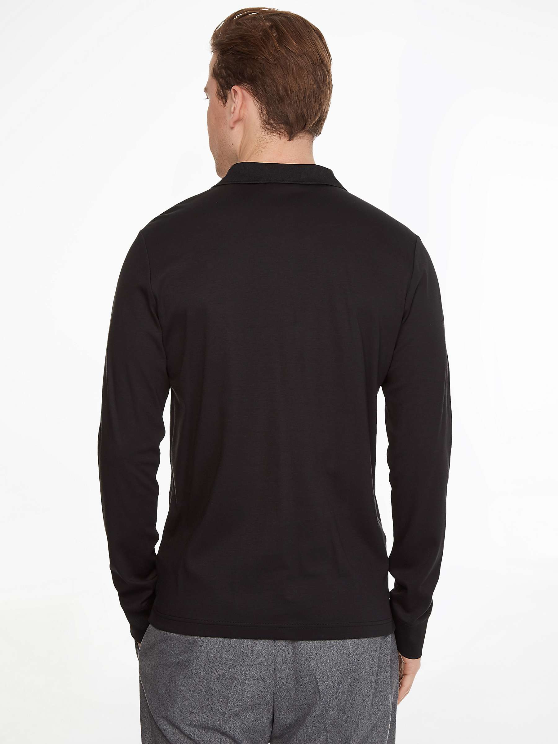 Buy Calvin Klein Slim Fit Plain Embroidered Logo Long Sleeve Polo Shirt, Black Online at johnlewis.com