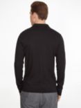 Calvin Klein Slim Fit Plain Embroidered Logo Long Sleeve Polo Shirt, Black