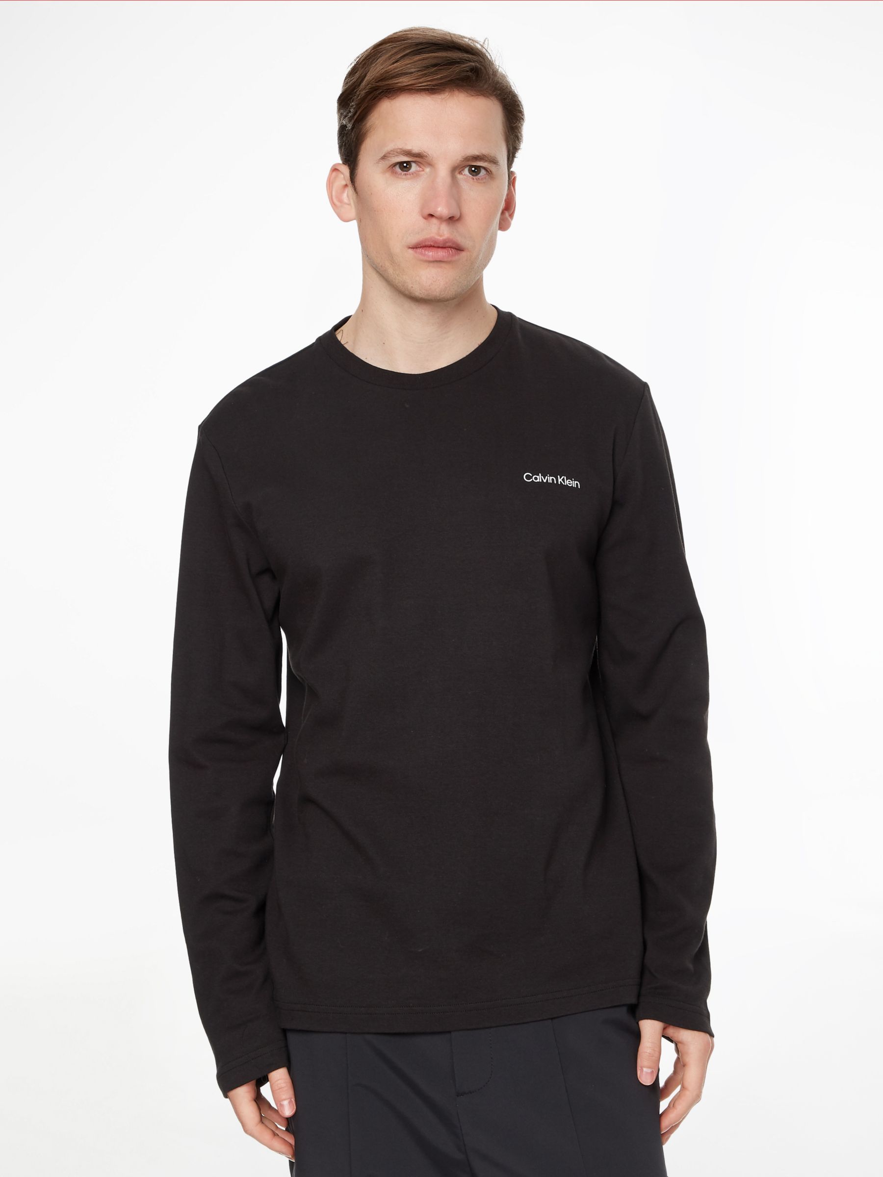Calvin Klein Interlocking Long Sleeve T-Shirt, CK Black at John Lewis ...