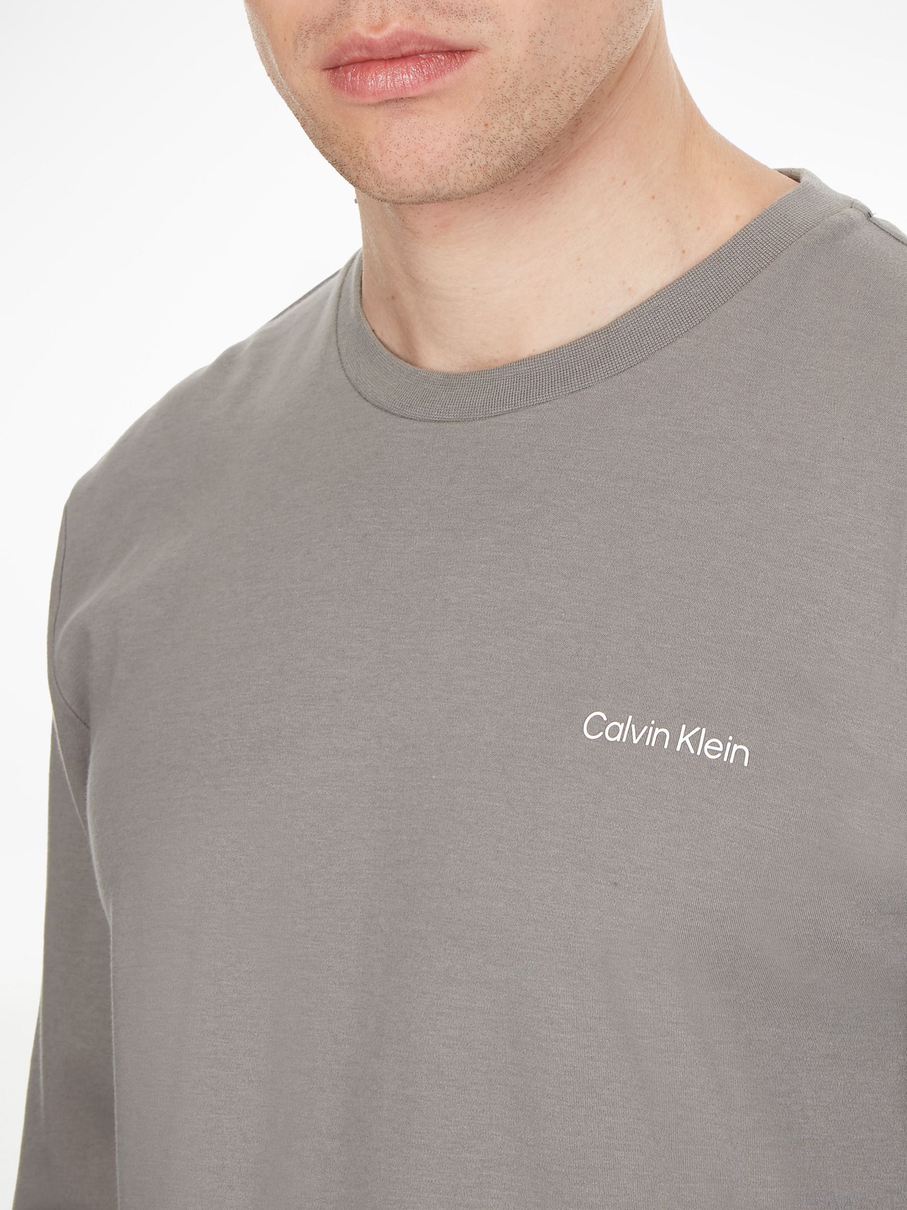 Calvin Klein Organic Cotton Micro Logo Interlock T-Shirt, Grey Asphalt ...